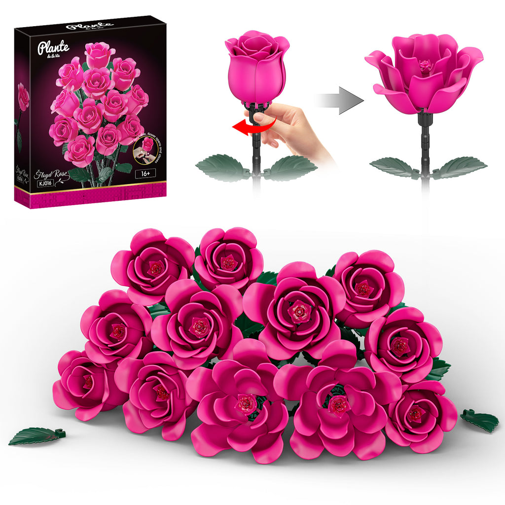 Red Rose Bouquet Building Set | 12 Roses, 528 Pieces