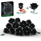 Black Rose Bouquet Building Set | 12 Roses, 528 Pieces
