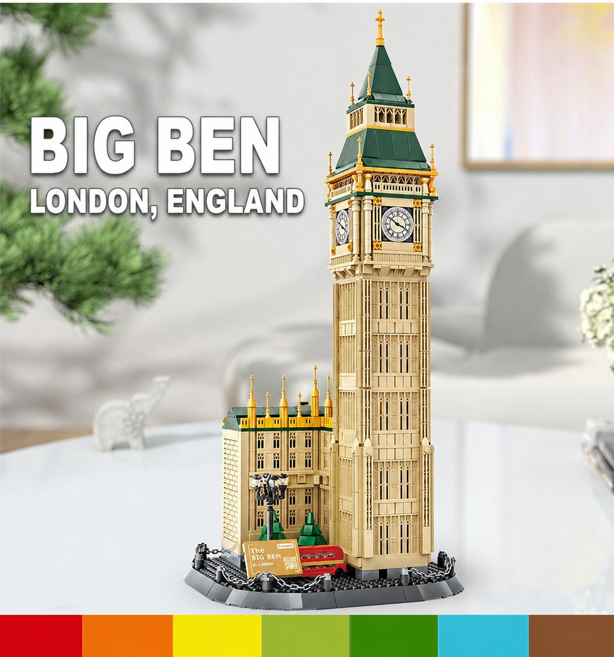 Elizabeth Tower (Big Ben) London Architecture Building Set | 1,095-Piece Display Model