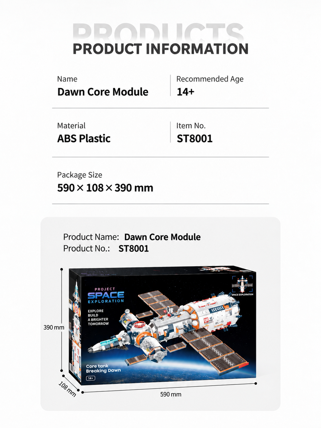 Dawn Core POD Space Station Building Set | Hinged Display Model