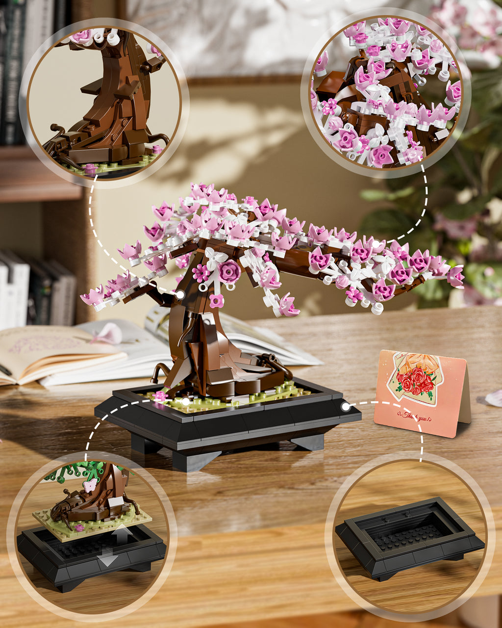 Four Seasons Bonsai Tree Building Set | 531-Piece 4-in-1 Display Model