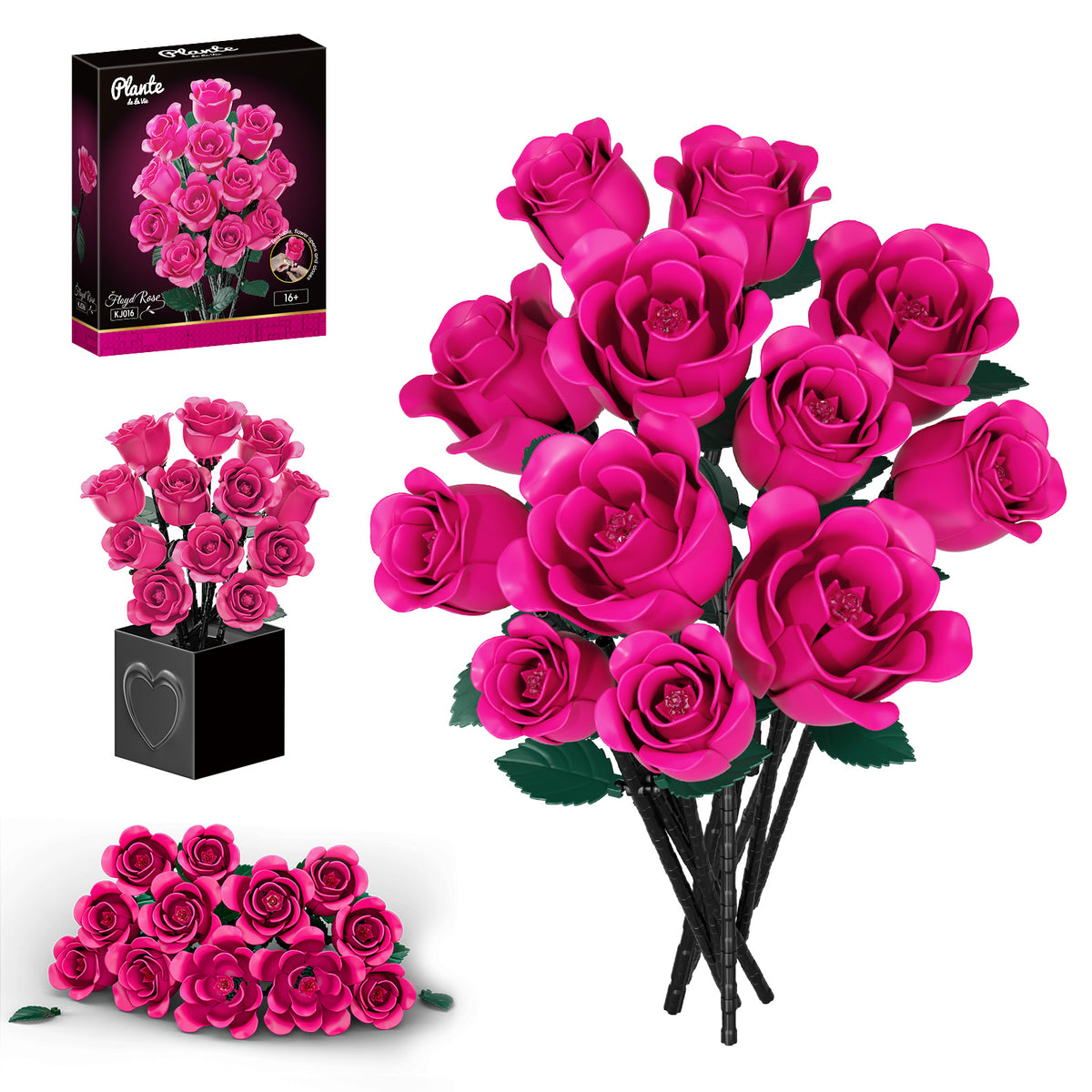 Red Rose Bouquet Building Set | 12 Roses, 528 Pieces