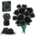 Black Rose Bouquet Building Set | 12 Roses, 528 Pieces