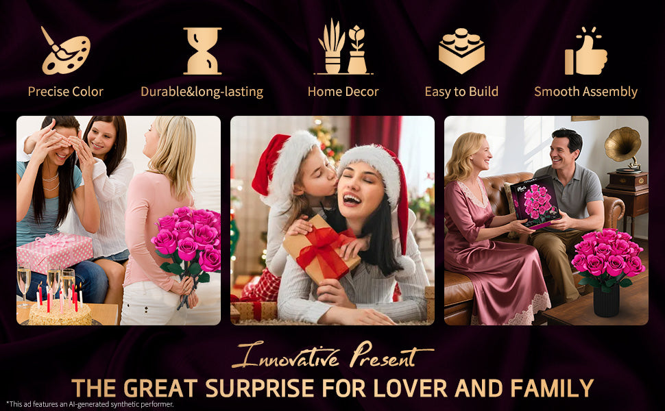 Red Rose Bouquet Building Set | 12 Roses, 528 Pieces