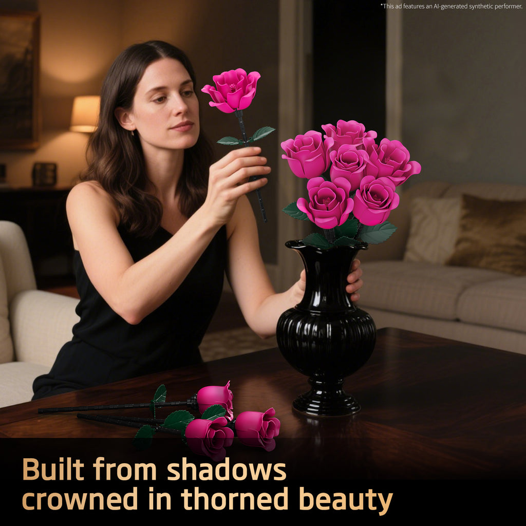 Red Rose Bouquet Building Set | 12 Roses, 528 Pieces