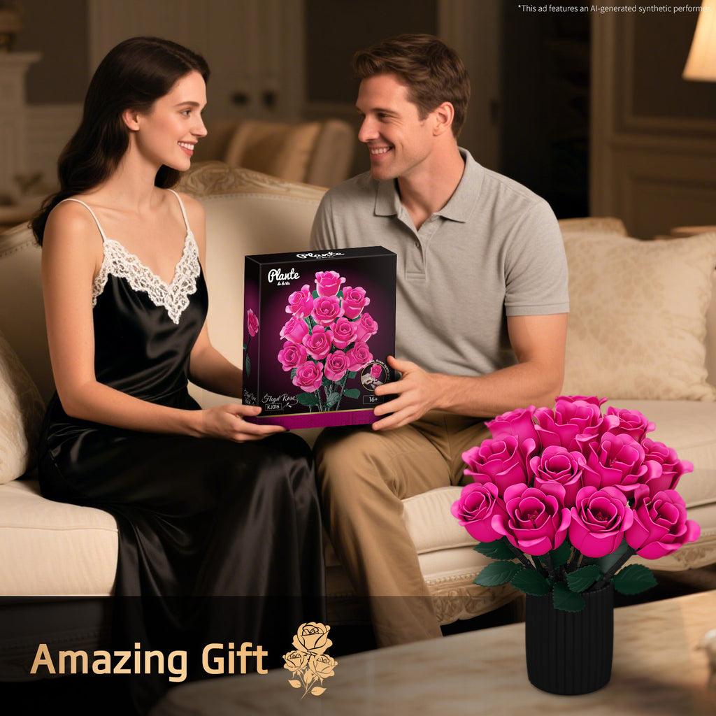 Red Rose Bouquet Building Set | 12 Roses, 528 Pieces